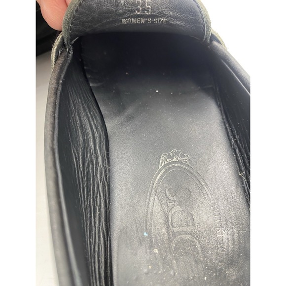 Tods Women's Split Toe Leather Penny Loafers Black Size 35 US 5 - Picture 9 of 9
